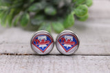 Baseball Phillies Diamond Stud Earrings Aaria Tees