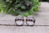 Giants Baseball || 12mm Glass Stud Earrings || Hypoallergenic Aaria Tees