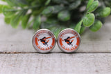 Orioles Baseball || 12mm Glass Stud Earrings || Hypoallergenic Aaria Tees