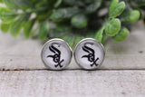 Sox Baseball || 12mm Glass Stud Earrings || Hypoallergenic Aaria Tees