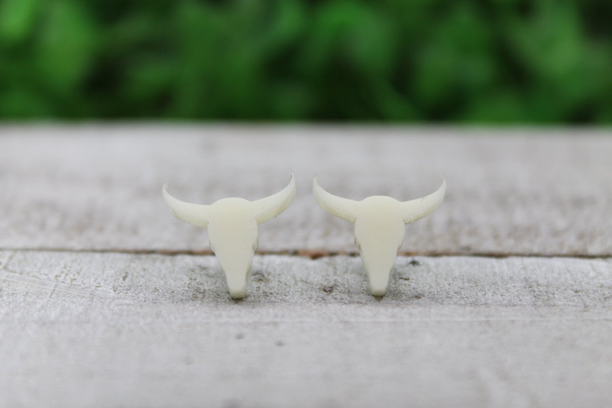Steer Skull Stud Earrings