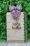 Pink Leopard Dripping Bow Badge/ID Holder Reel Aaria Tees