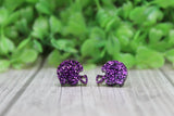 Purple Glitter Football Helmets Stud Earrings Aaria Tees