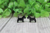 Black Glitter Scottish Dog Stud Earrings Aaria Tees