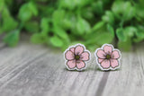 Pink Hibiscus Flower Stud Earrings Aaria Tees