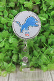 Detroit Lions Glitter Circle Badge/ID Holder Reel Aaria Tees