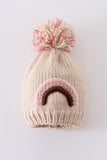 Rainbow hand embroidered pom pom beanie hat - Aaria Tees Aaria Tees