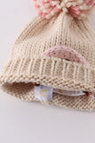 Rainbow hand embroidered pom pom beanie hat - Aaria Tees Aaria Tees