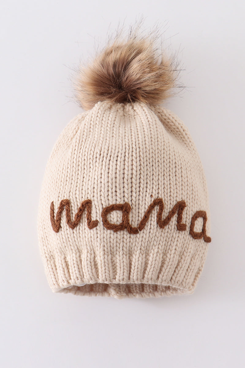 Hand embroidered pom pom beanie hat mommy&me - Aaria Tees Aaria Tees