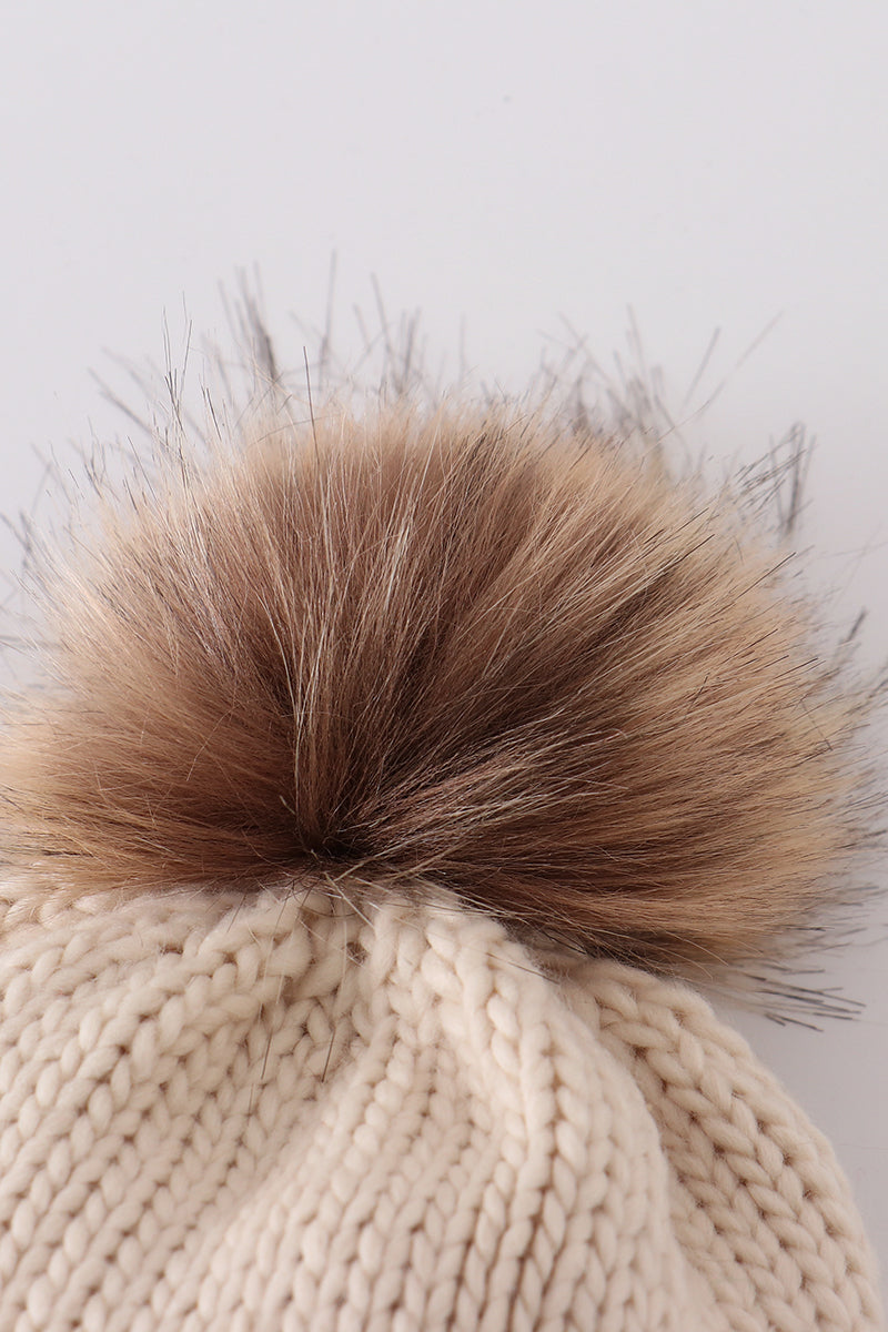 Hand embroidered pom pom beanie hat mommy&me - Aaria Tees Aaria Tees