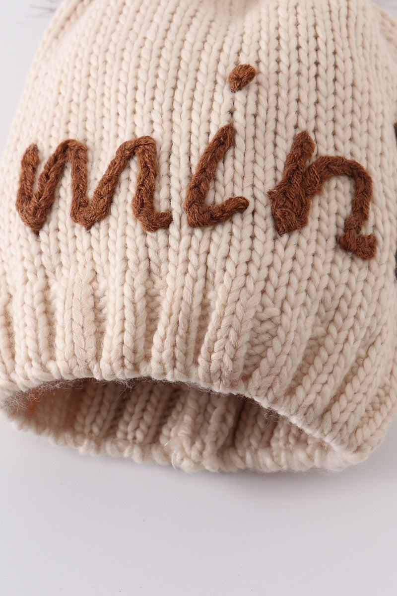 Hand embroidered pom pom beanie hat mommy&me - Aaria Tees Aaria Tees