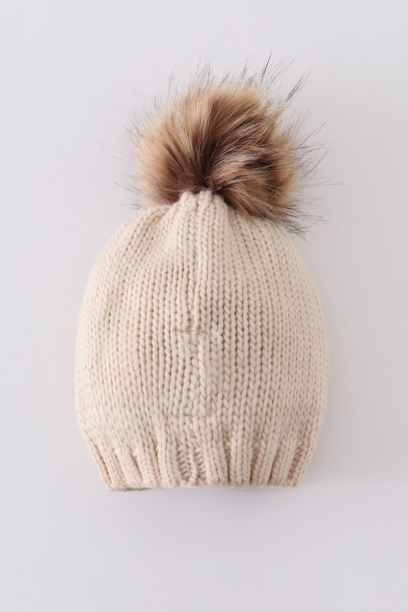 Hand embroidered pom pom beanie hat mommy&me - Aaria Tees Aaria Tees