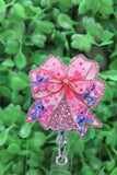 Pink Heart Bow Badge/ID Holder Reel Aaria Tees