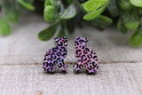 Rainbow Leopard (Micro) Cats || 14mm Stud Earrings || Hypoallergenic Aaria Tees