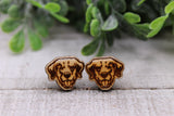 Golden Retriever Dog Breed || Wood Stud Earrings || Hypoallergenic Aaria Tees