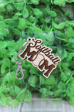 Softball MOM Wooden Keychain Aaria Tees