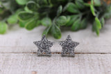 Silver Glitter Stars || 12mm Stud Earrings || Hypoallergenic Aaria Tees