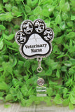 Veterinary Nurse Paw Print Badge/ID Holder Reel Aaria Tees