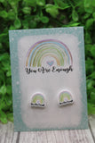 You Are Enough Rainbow Stud Earrings Aaria Tees
