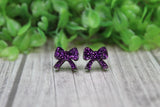 Purple Glitter Bow Stud Earrings Aaria Tees
