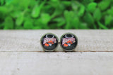 Bandits Lacrosse on Black Glass Stud Earrings Aaria Tees