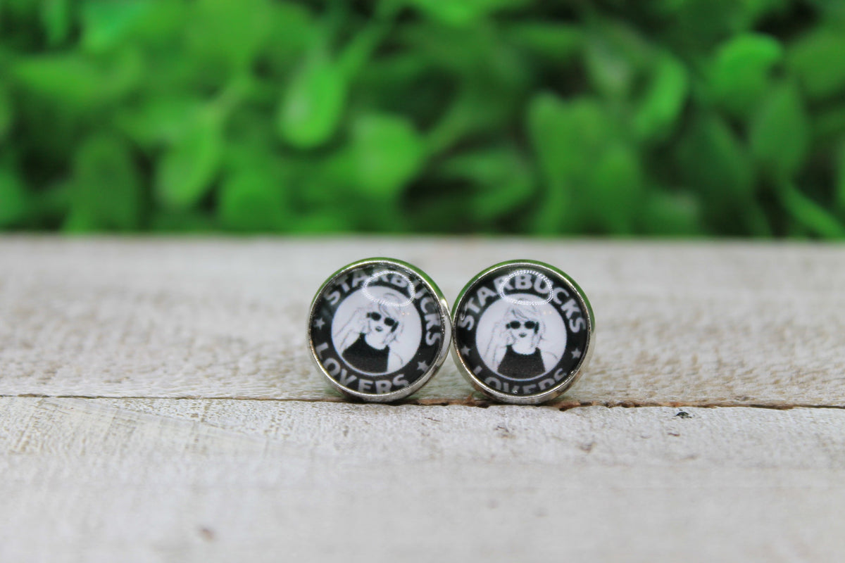 SB Lovers Black Glass Stud Earrings