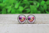 Vikings Football Flag Heart Glass Stud Earrings Aaria Tees