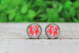 KC Chiefs Game Day Bow Glass Stud Earrings Aaria Tees
