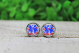 Buffalo Bills Game Day Bow Glass Stud Earrings Aaria Tees