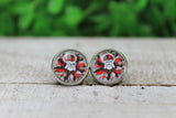 Georgia Bulldogs Sunflower Glass Stud Earrings Aaria Tees