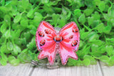 Pink Football Bow Badge/ID Holder Reel Aaria Tees
