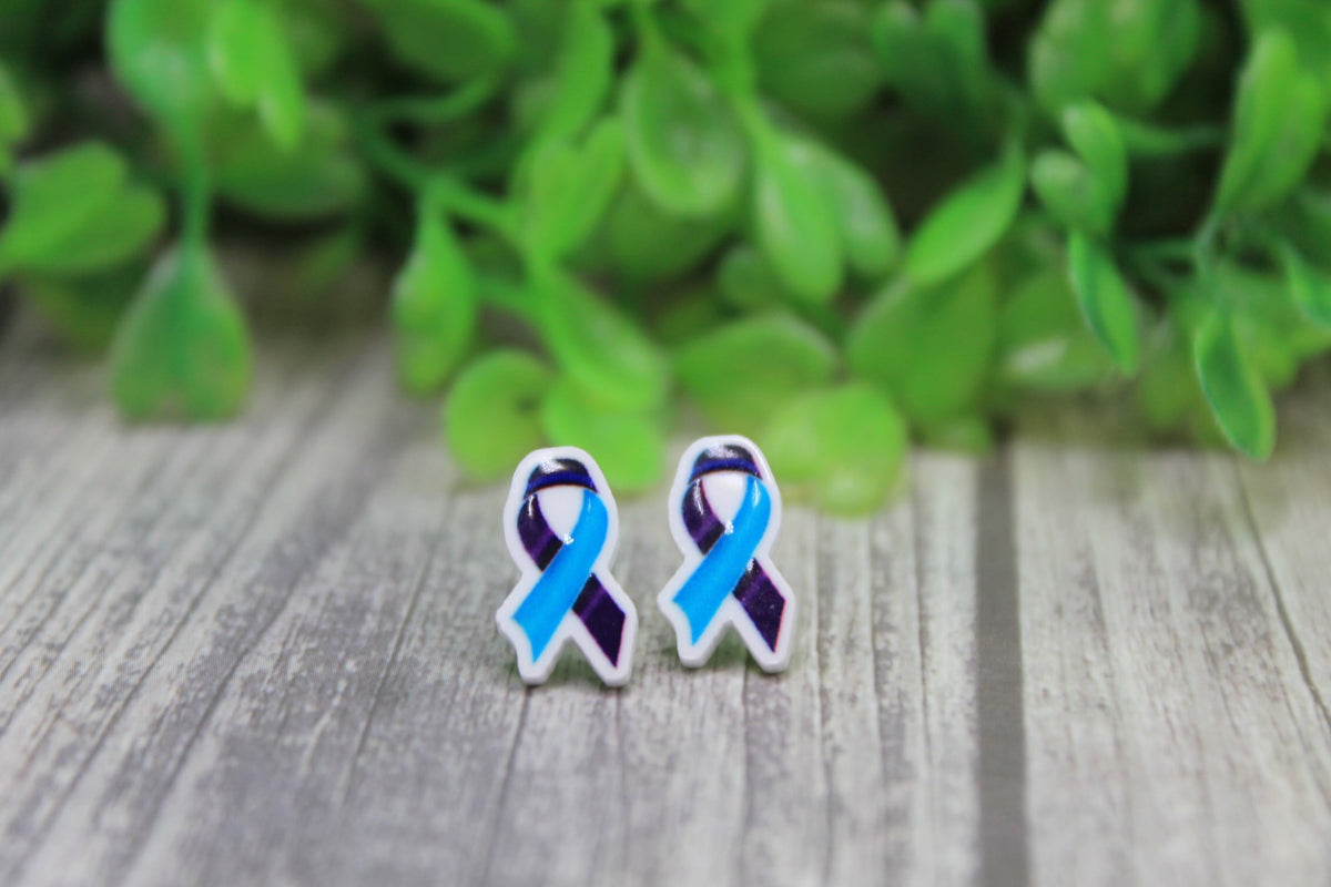 Suicide Awareness Ribbon Stud Earrings