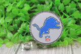 Lions Football Glitter Circle Badge/ID Holder Reel Aaria Tees