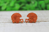 Orange Glitter Football Helmet Stud Earrings Aaria Tees