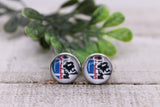 Buffalo Bills Football & Player || 12mm Glass Stud Earrings || Hypoallergenic Aaria Tees