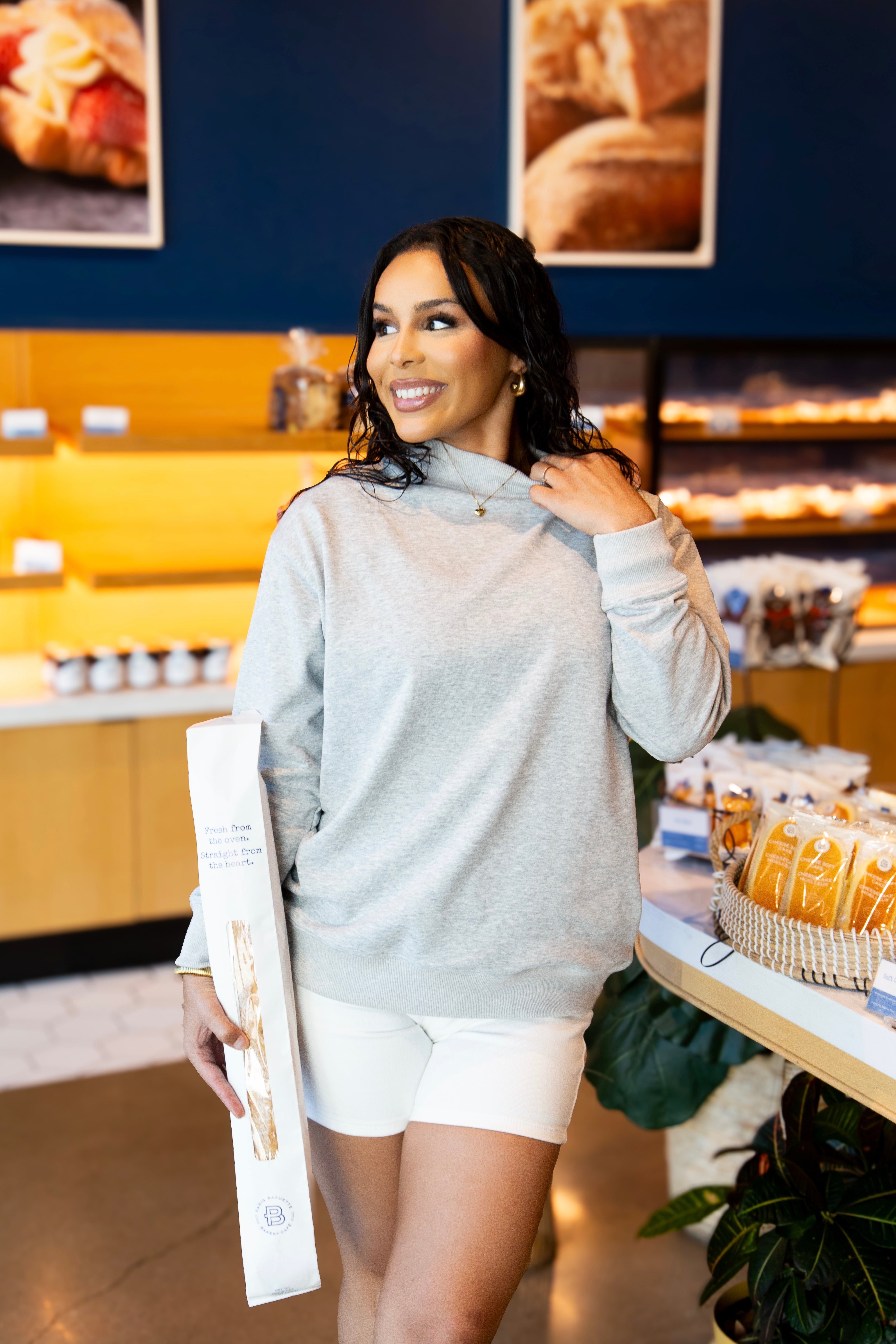 Mock Neck Sweatshirt, Grey - Aaria Tees Aaria Tees