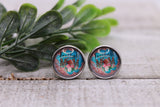 Football Mom - Floral || 12mm Glass Stud Earrings || Hypoallergenic Aaria Tees