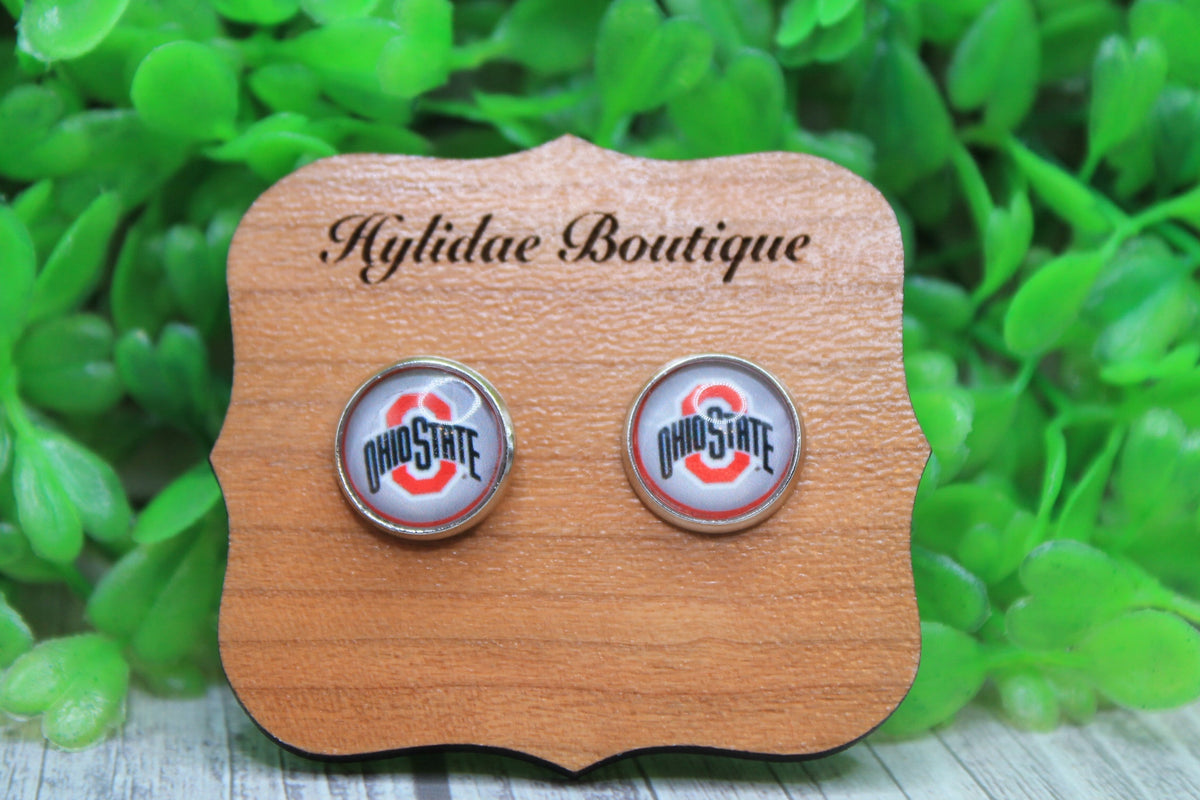 Ohio State on Gray Stud Earrings
