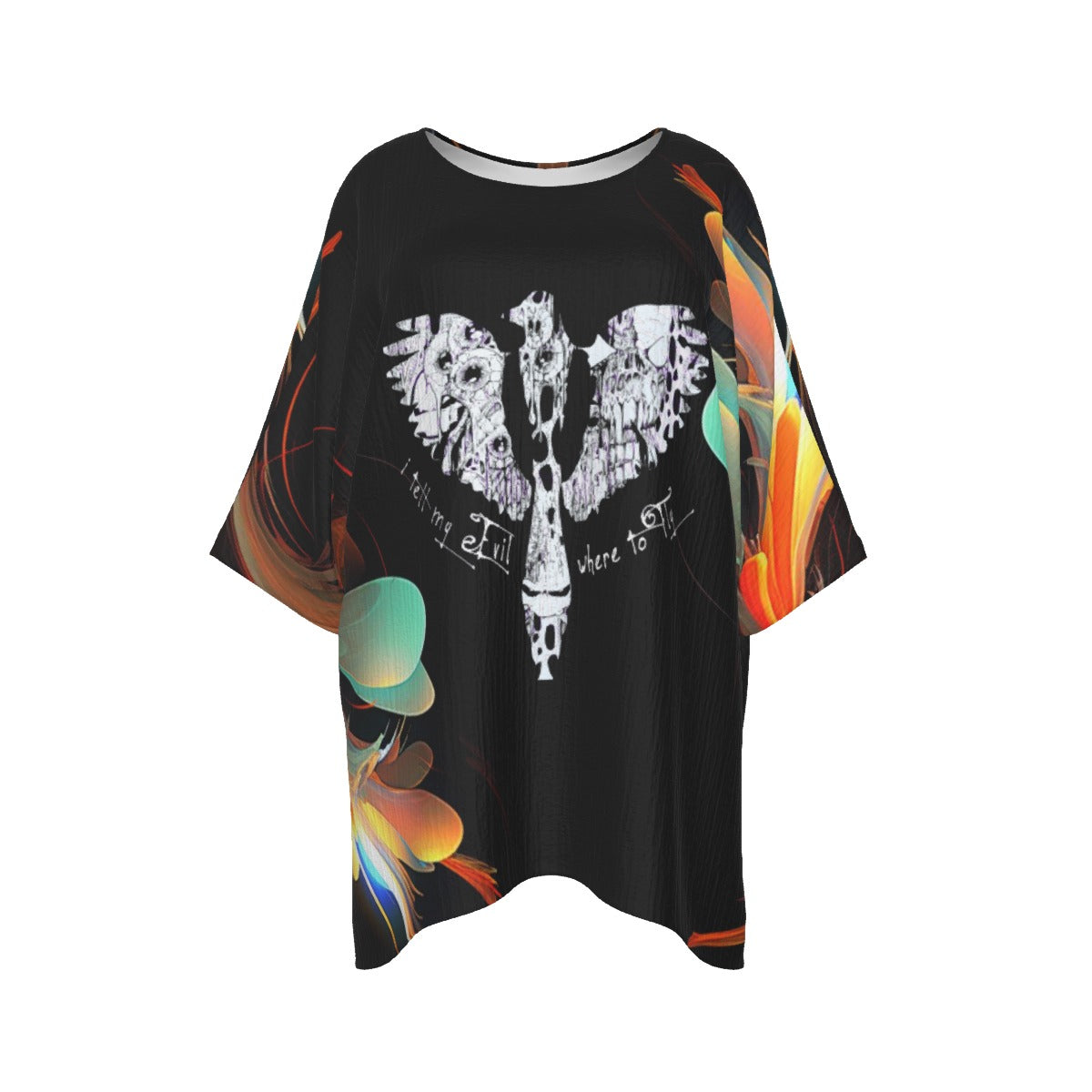 I Tell My Evil Where to Fly Women's Bat Sleeve Shirt | Motorcycle Apparel - Aaria Tees Aaria Tees
