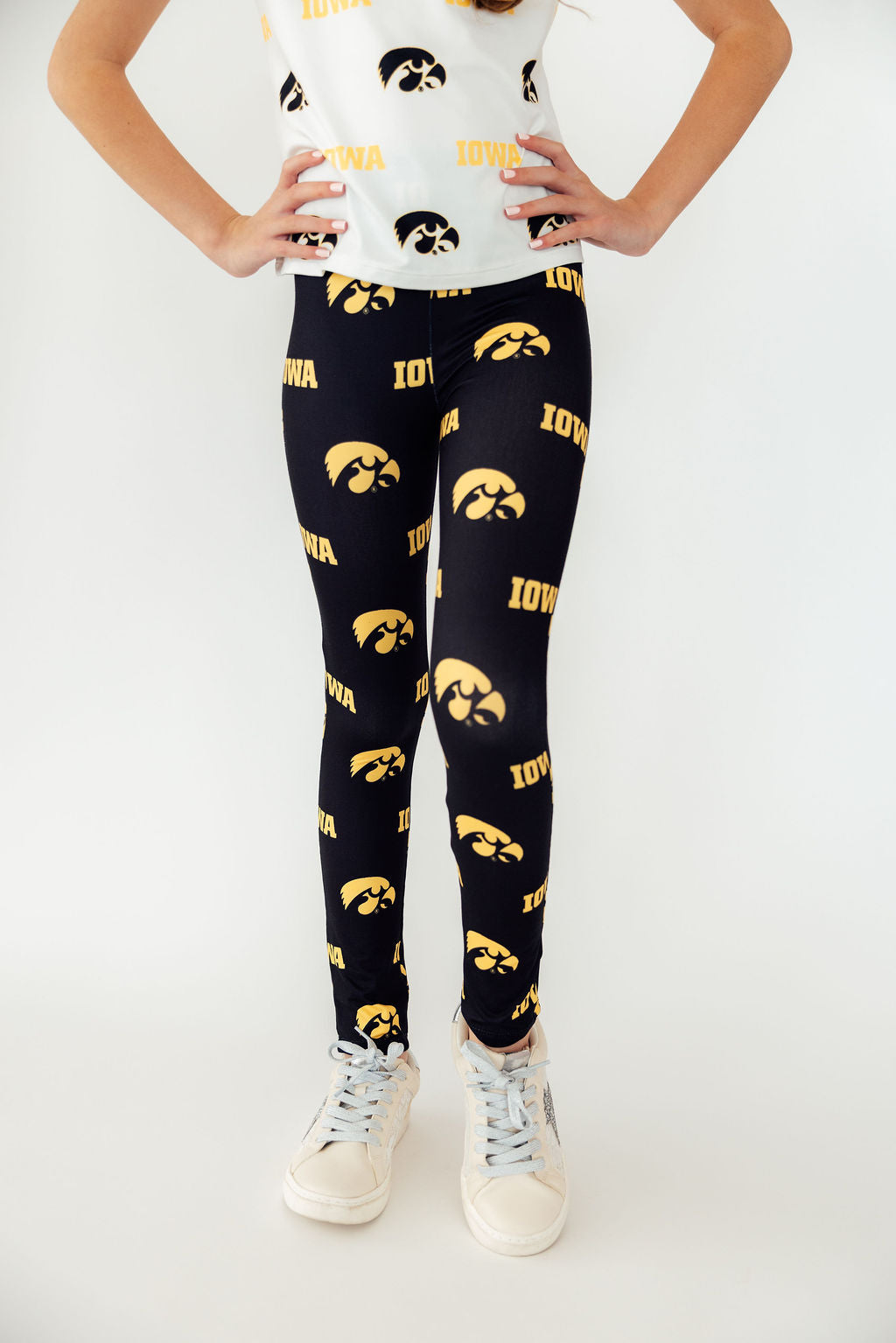 Iowa Black Tigerhawk Leggings - Aaria Tees Aaria Tees