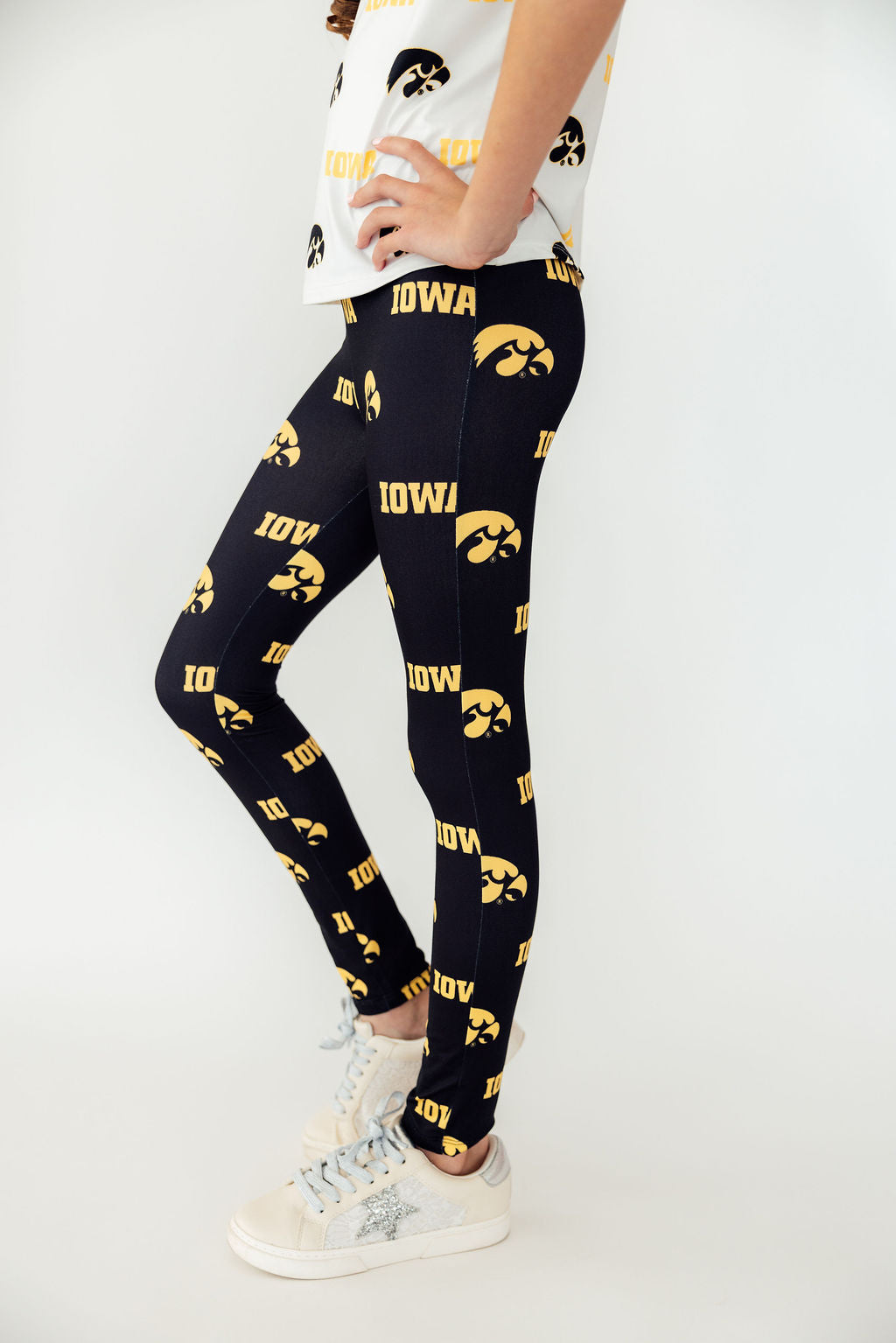 Iowa Black Tigerhawk Leggings - Aaria Tees Aaria Tees
