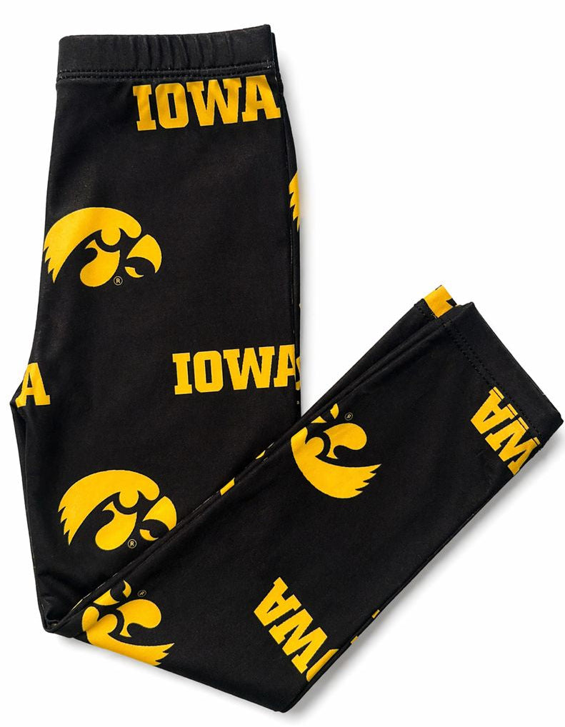 Iowa Black Tigerhawk Leggings - Aaria Tees Aaria Tees
