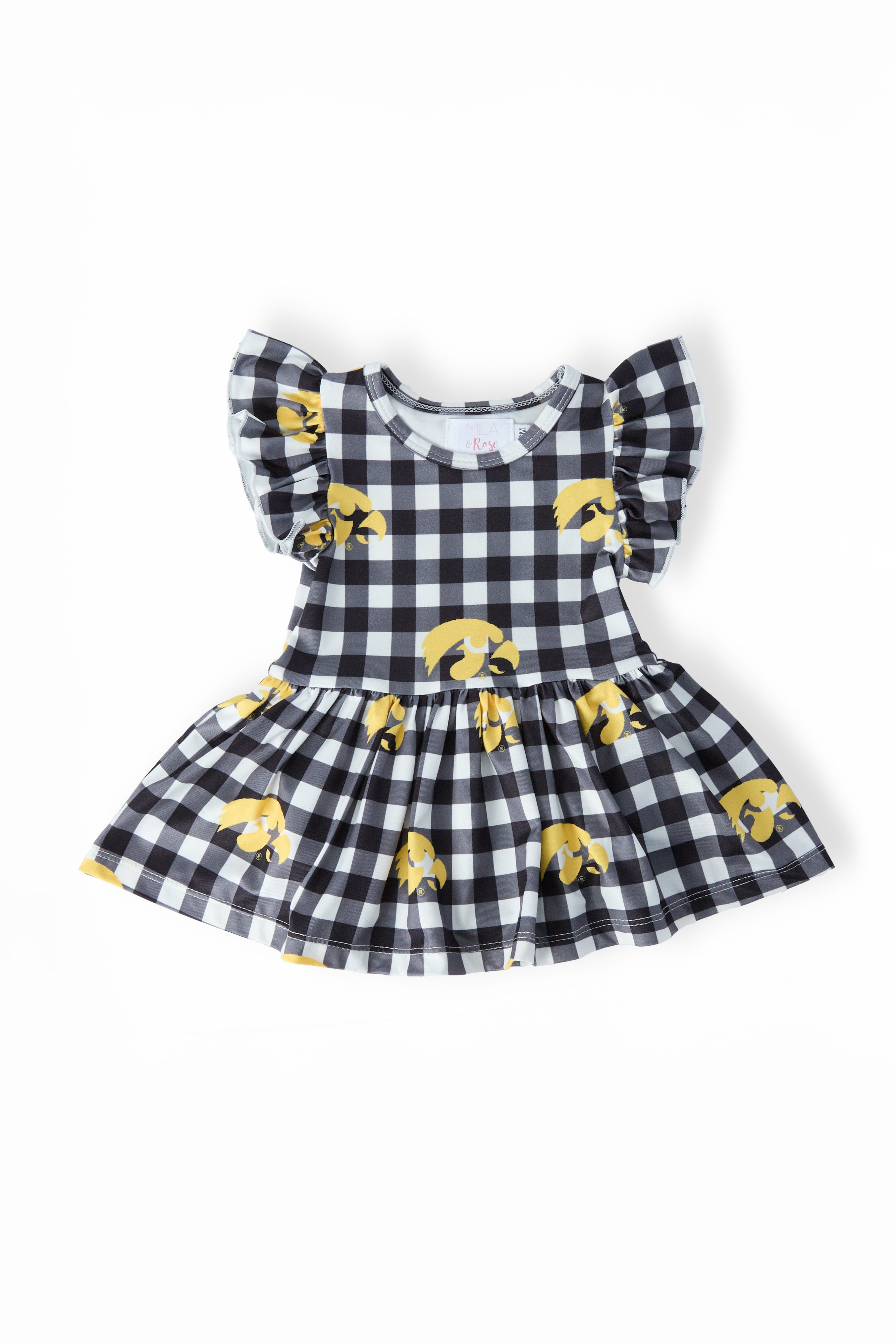 Iowa Plaid Tigerhawk Flutter Twirl Bodysuit - Aaria Tees Aaria Tees