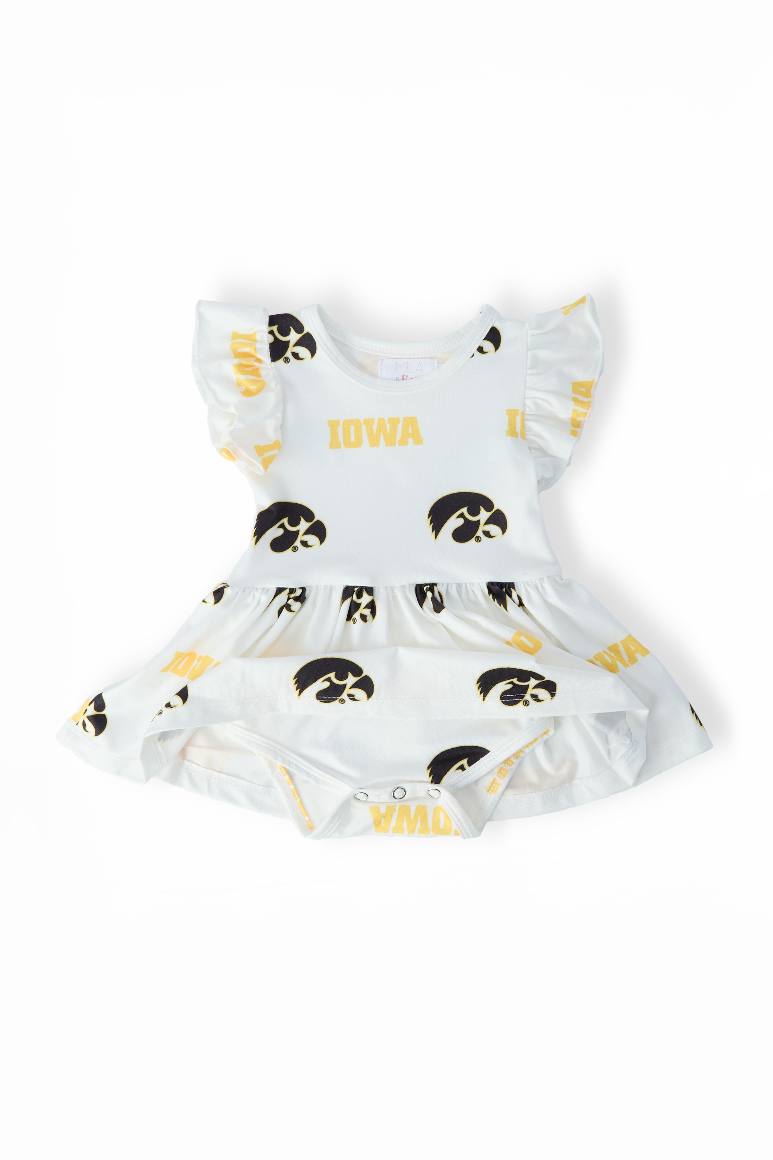 Iowa White Tigerhawk Flutter Twirl Bodysuit - Aaria Tees Aaria Tees
