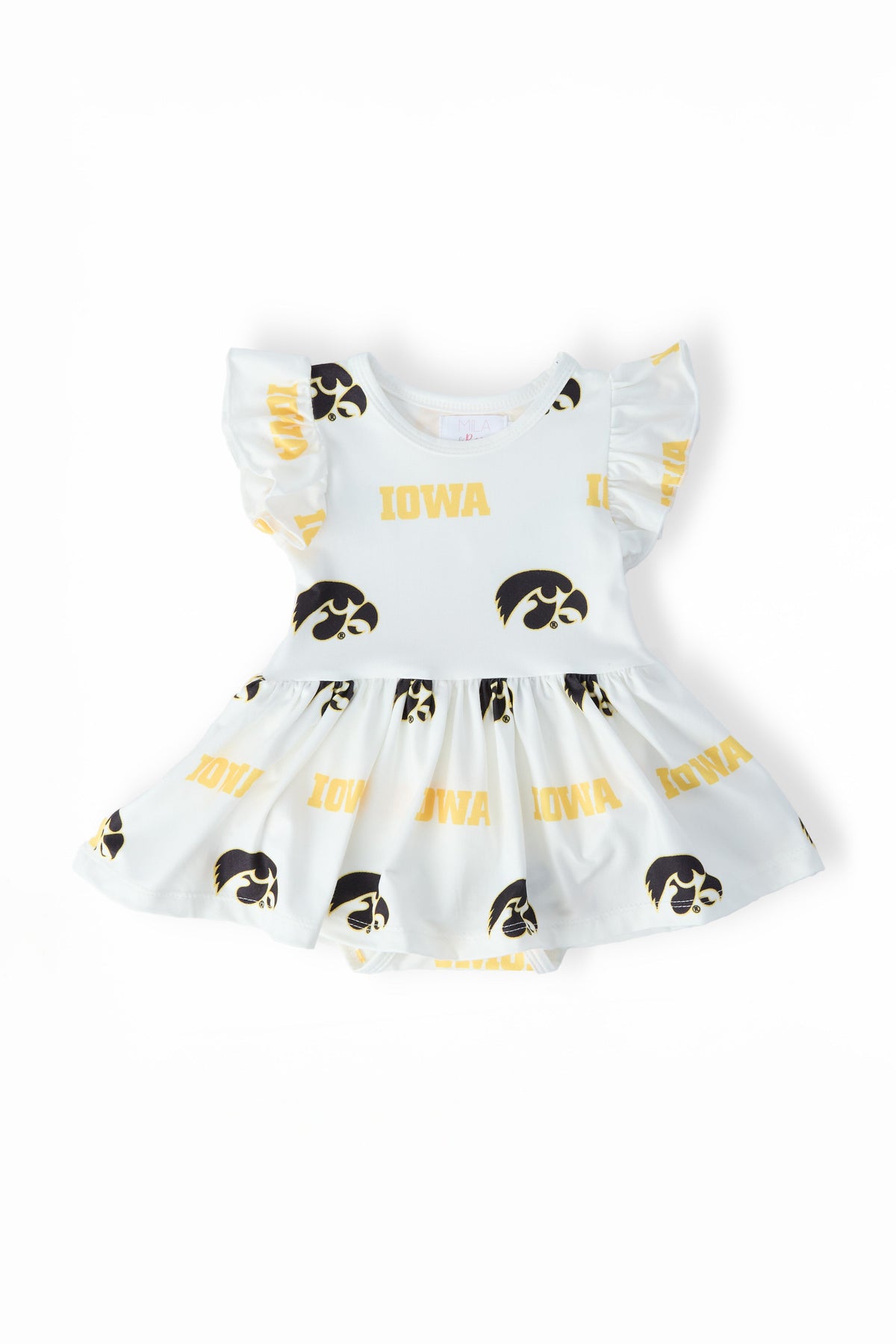 Iowa White Tigerhawk Flutter Twirl Bodysuit - Aaria Tees
