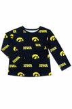 Iowa Black Tigerhawk L/S Ruffle Pocket Tee - Aaria Tees Aaria Tees