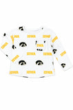 Iowa White Tigerhawk L/S Ruffle Pocket Tee - Aaria Tees Aaria Tees