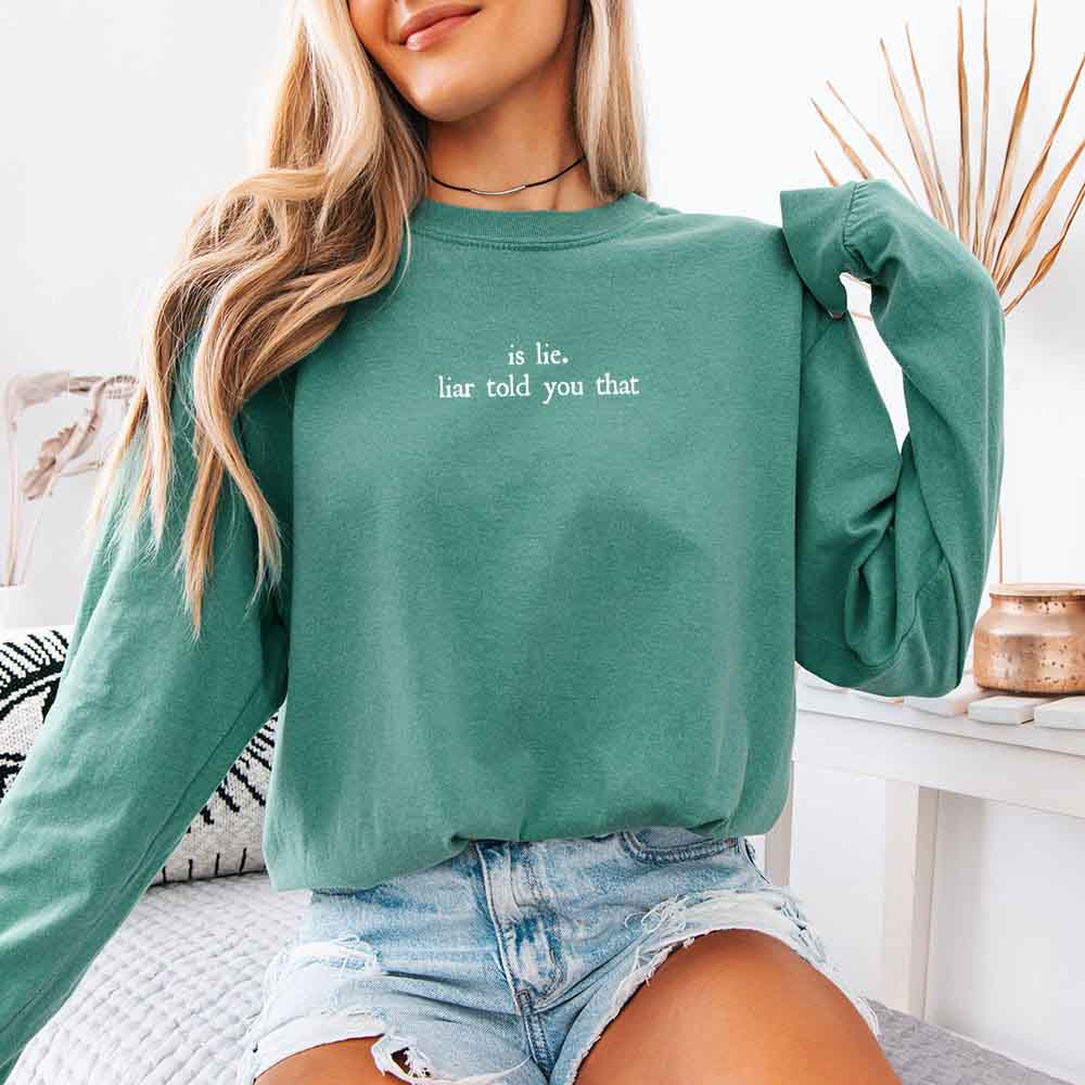 Is Lie, Liar Told You That Comfort Colors Long Sleeve – Hockey Romance BookTok Shirt - Aaria Tees Aaria Tees