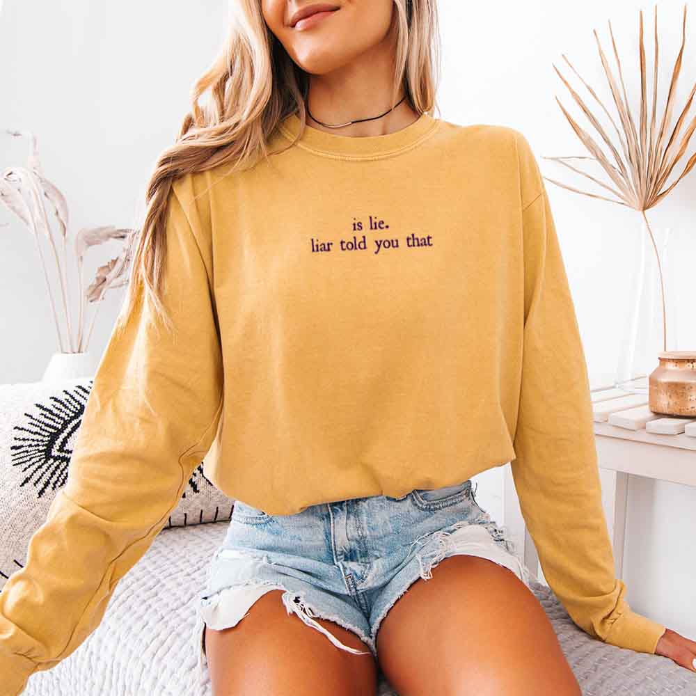 Is Lie, Liar Told You That Comfort Colors Long Sleeve – Hockey Romance BookTok Shirt - Aaria Tees Aaria Tees