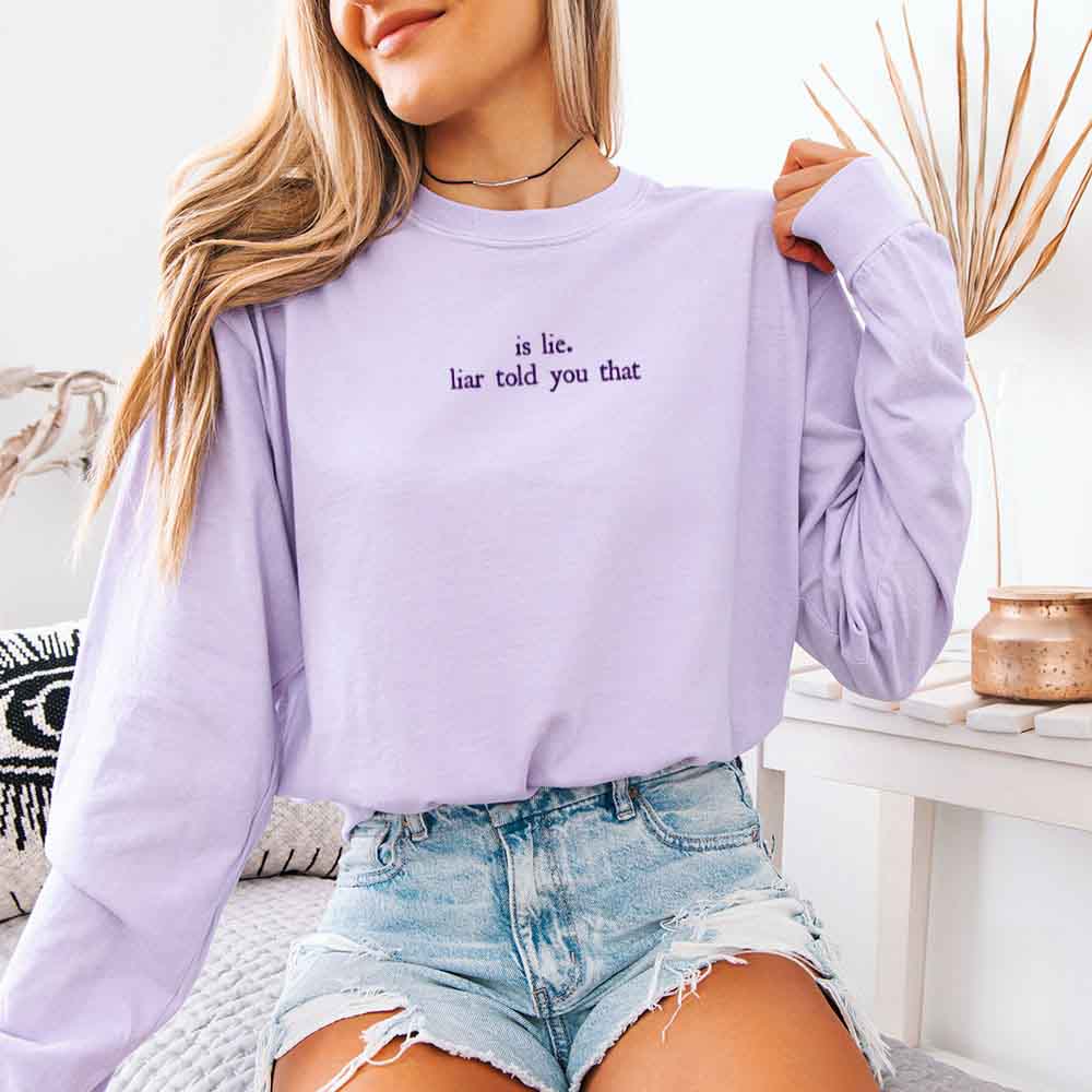 Is Lie, Liar Told You That Comfort Colors Long Sleeve – Hockey Romance BookTok Shirt - Aaria Tees Aaria Tees